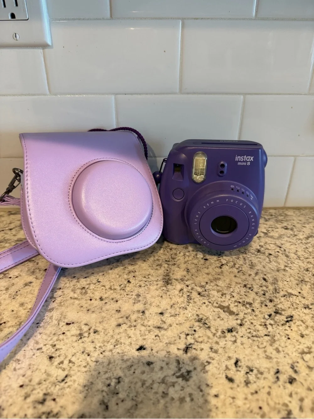 Fujifilm Instax Mini 8 Instant Camera with Purple Carry Case
